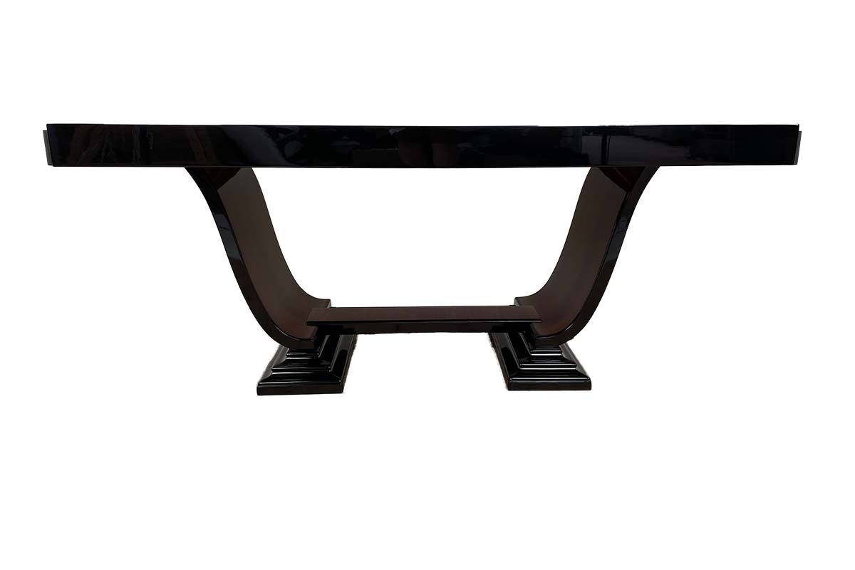 Großer ausziehbarer Art Deco Tisch aus Palisander und Klavierlack