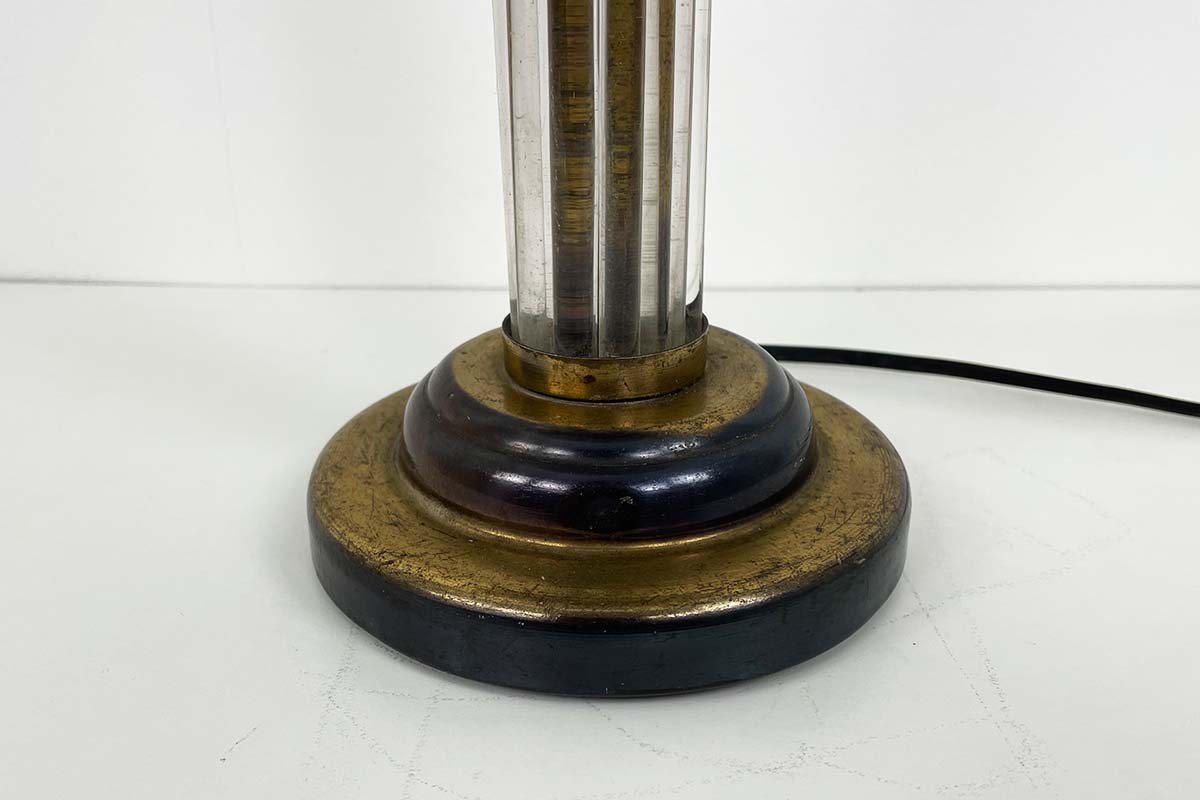 Art Deco Tischlampe aus Messing mit Glasstäben