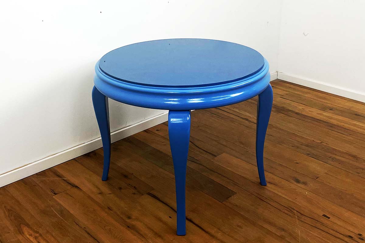 Couchtisch mid century 50er - 70er Jahre in Blau mit Marmorplatte 