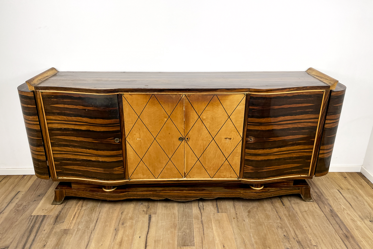 Art Deco Sideboard in Makassar mit Barkoffern an den Seiten