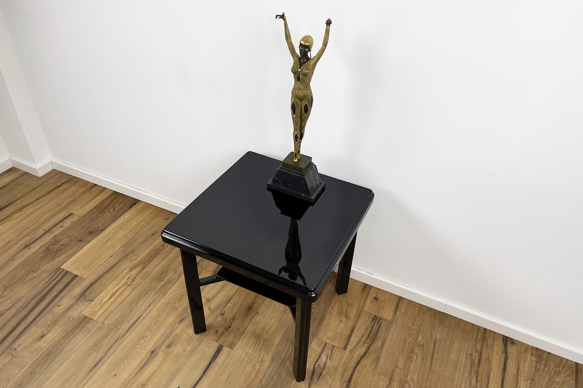 Art Déco Beistelltisch um 1940 aus Deutschland in Schwarz Hochlganz 