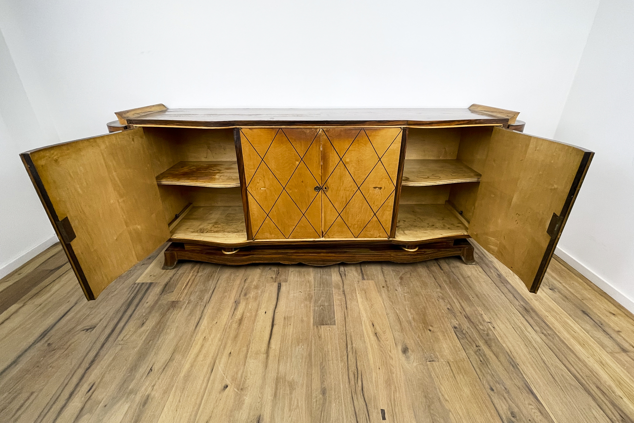 Art Deco Sideboard in Makassar mit Barkoffern an den Seiten