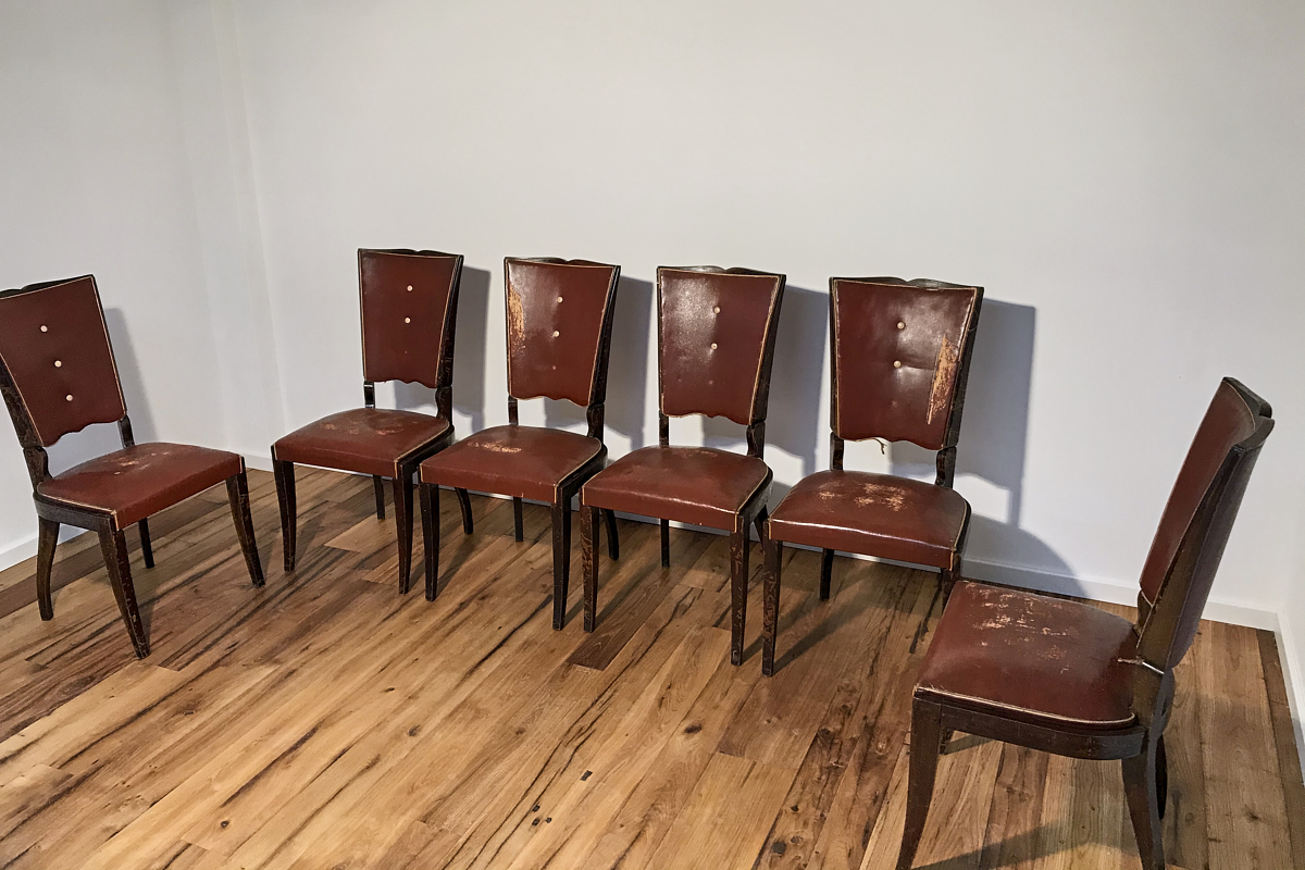 Art Deco Stühle mit rotem Leder aus Frankreich um 1930