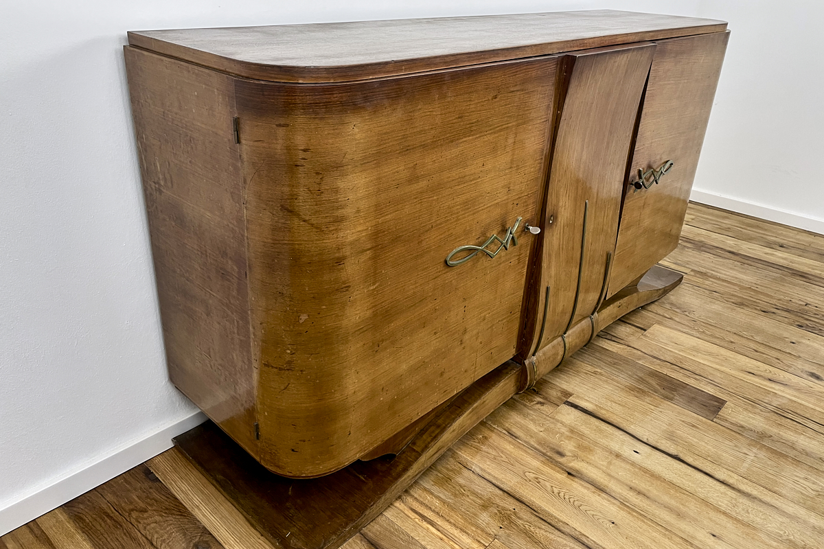 Art Deco Sideboard aus Palisander mit Messingapplikationen Paris um 1920