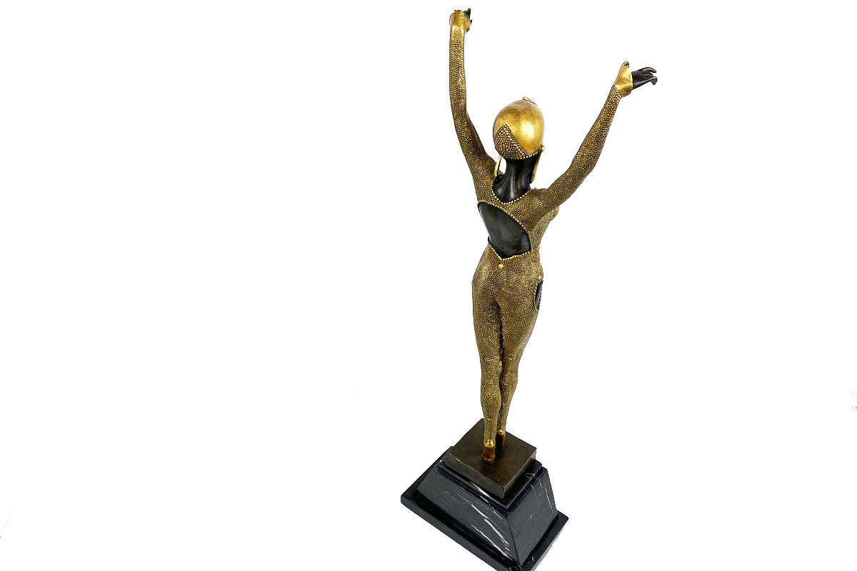 Goldene Bronze Skulptur, Dancer "Dourga" by D.H. Chiparus