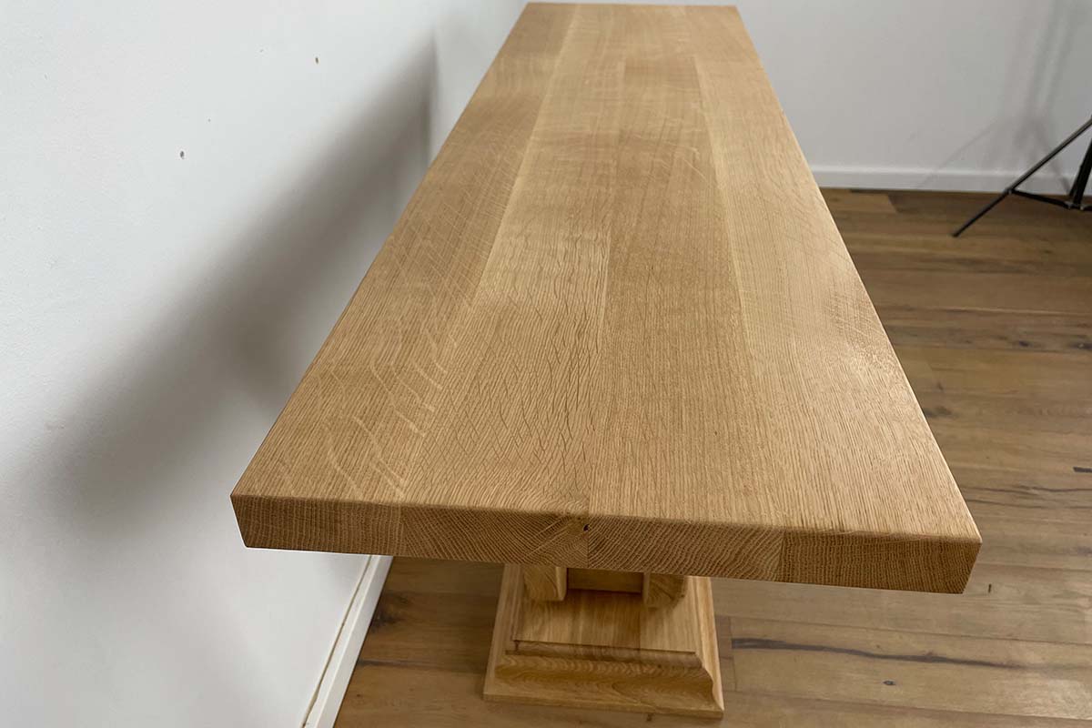 Art Deco Stil-Konsole mit filigranen geschwungenen Beinen in Eiche