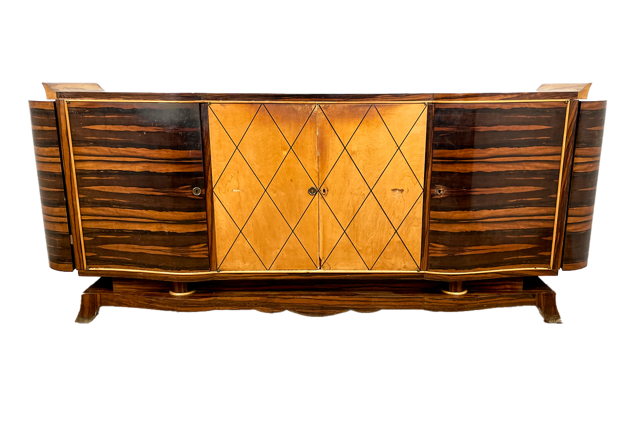 Art Deco Sideboard in Makassar mit Barkoffern an den Seiten