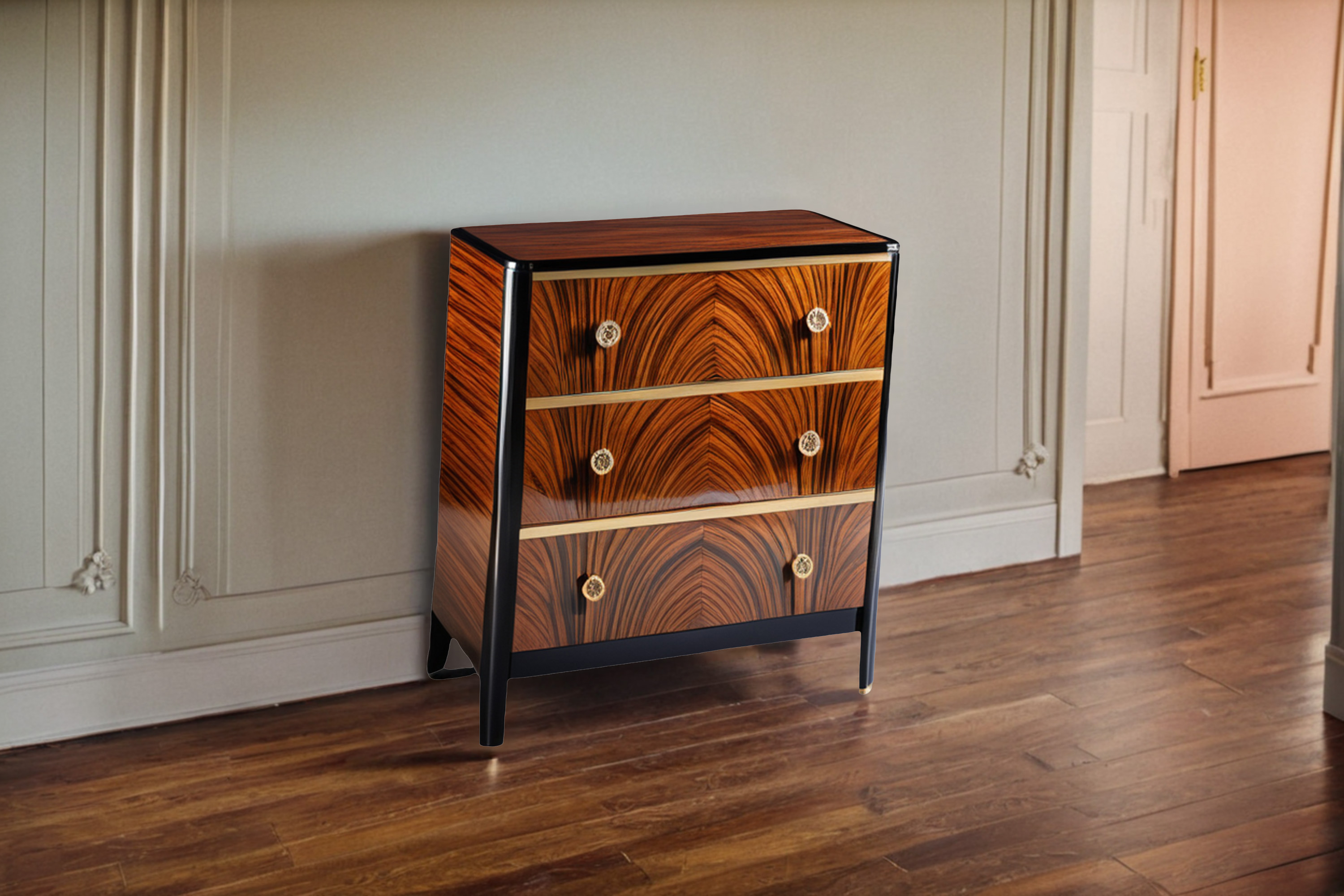 Art Deco Kommode mit schönem Makassar Furnier