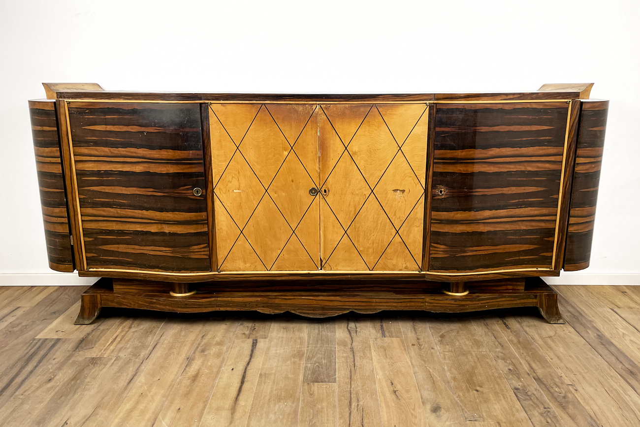 Art Deco Sideboard in Makassar mit Barkoffern an den Seiten