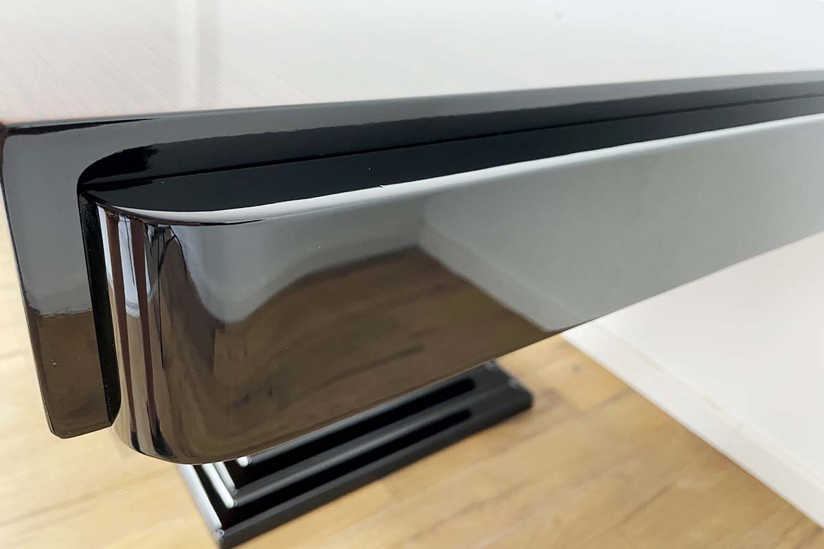 Großer ausziehbarer Art Deco Tisch aus Palisander und Klavierlack