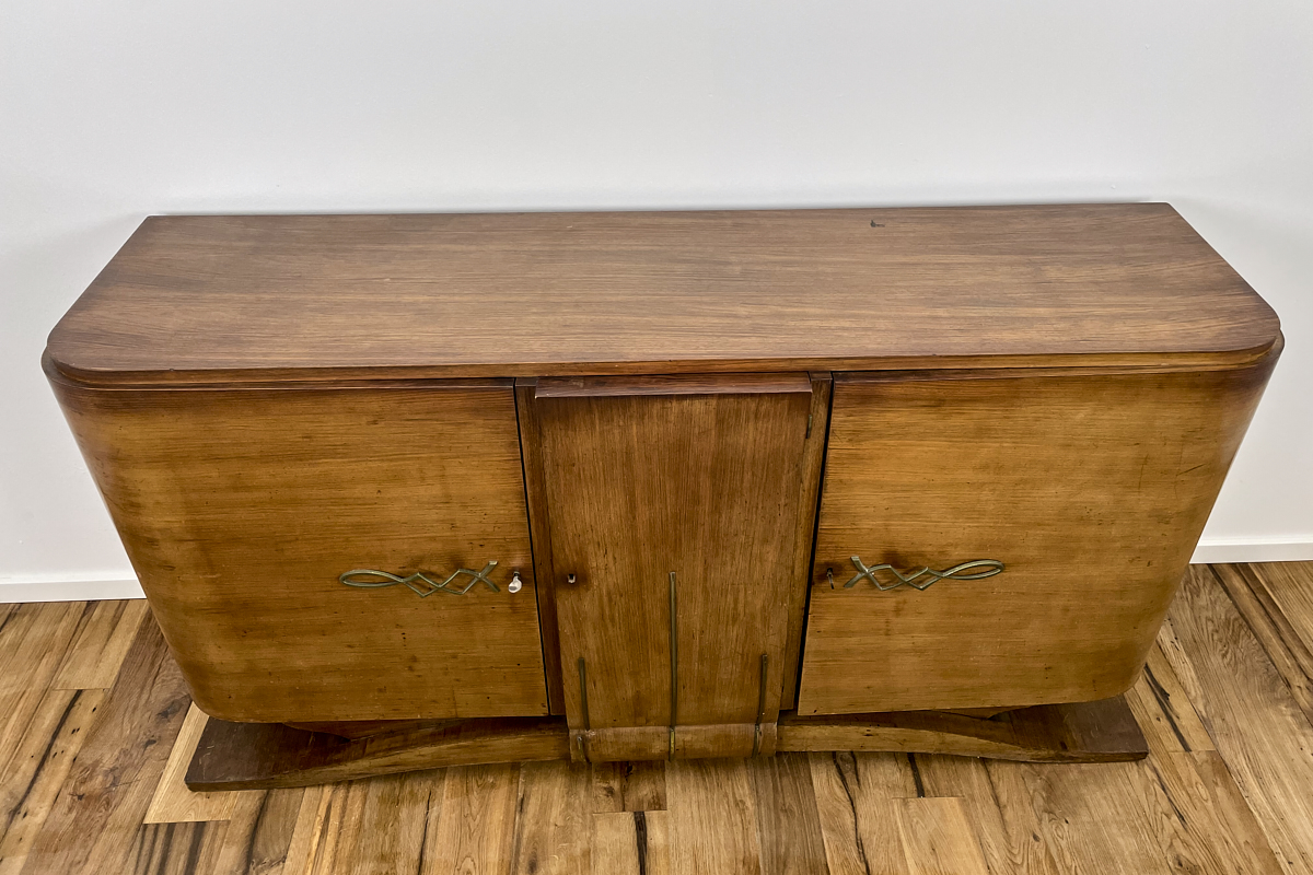 Art Deco Sideboard aus Palisander mit Messingapplikationen Paris um 1920