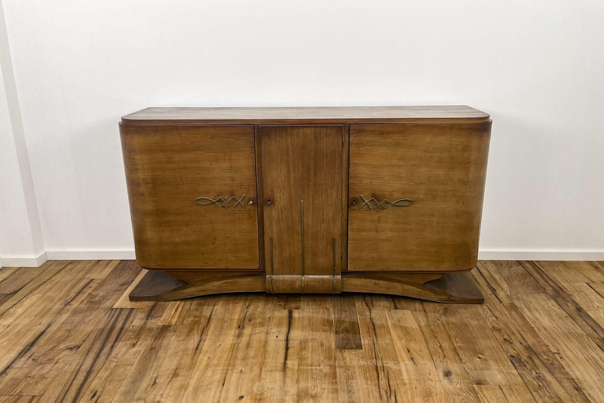 Art Deco Sideboard aus Palisander mit Messingapplikationen Paris um 1920