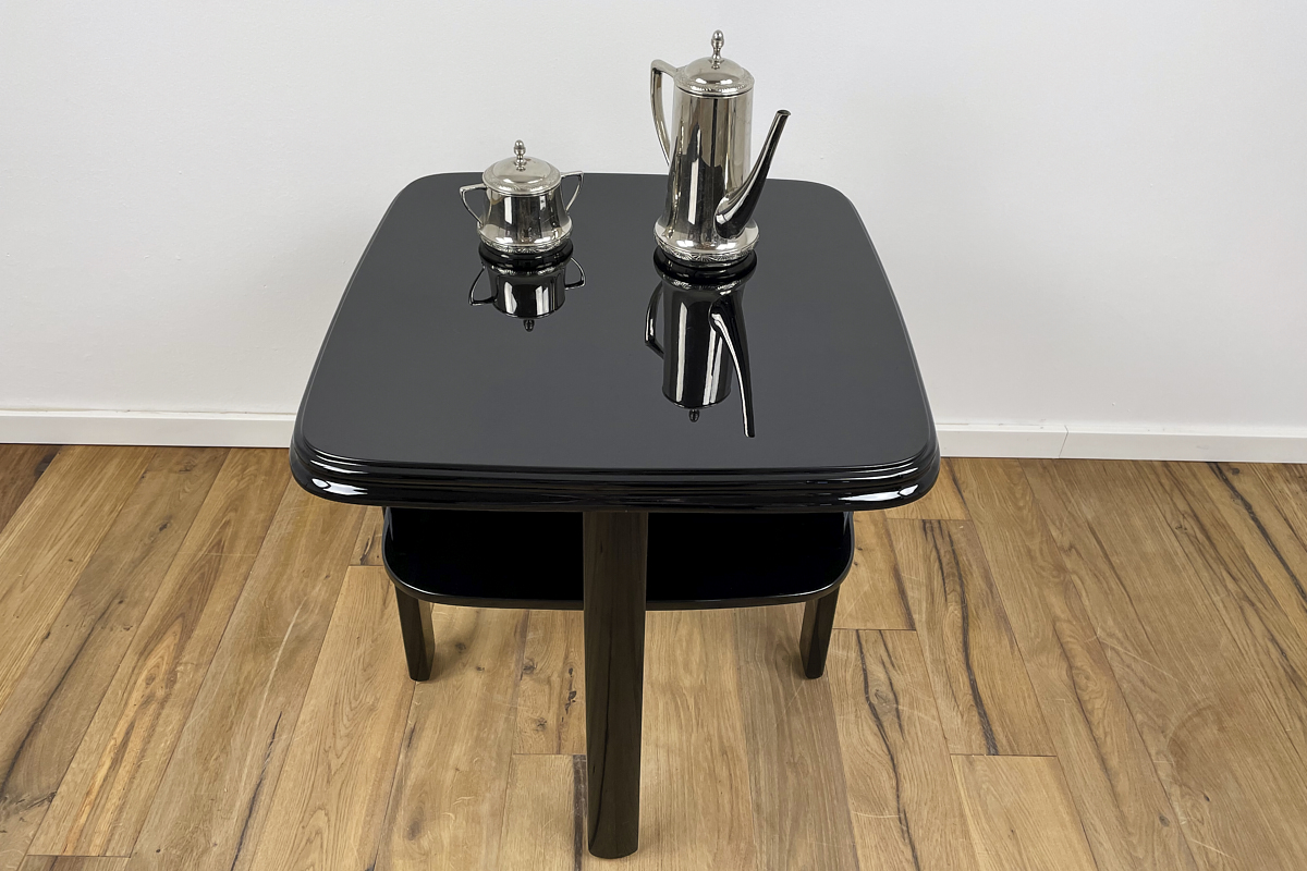 Art Deco Beistelltisch um 1935 aus Deutschland in Hochglanz Schwarz