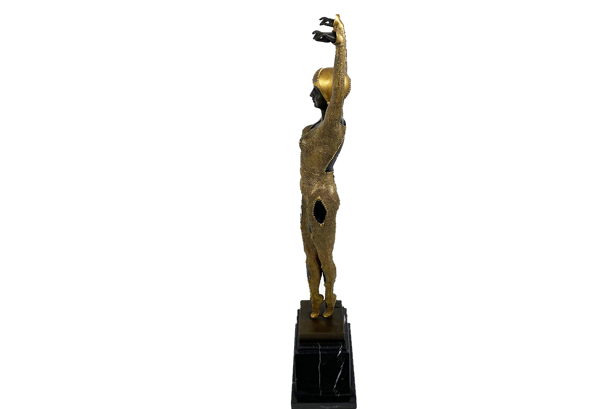 Goldene Bronze Skulptur, Dancer "Dourga" by D.H. Chiparus