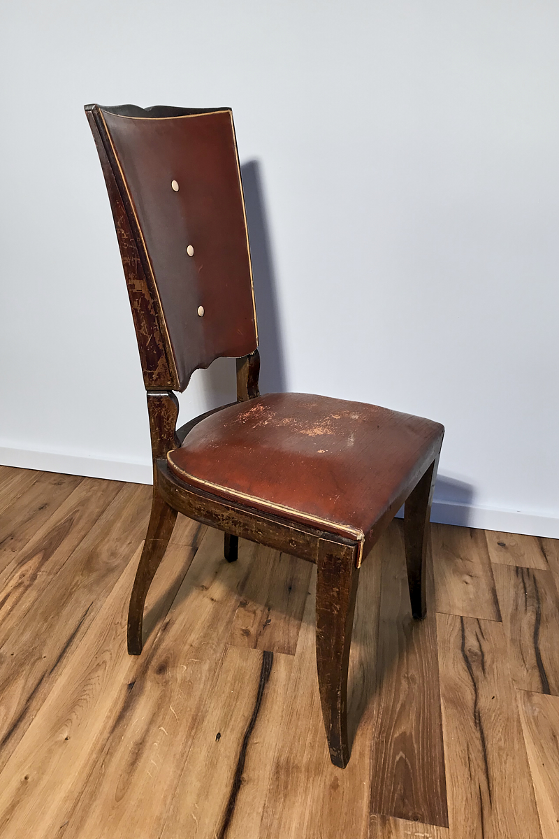 Art Deco Stühle mit rotem Leder aus Frankreich um 1930