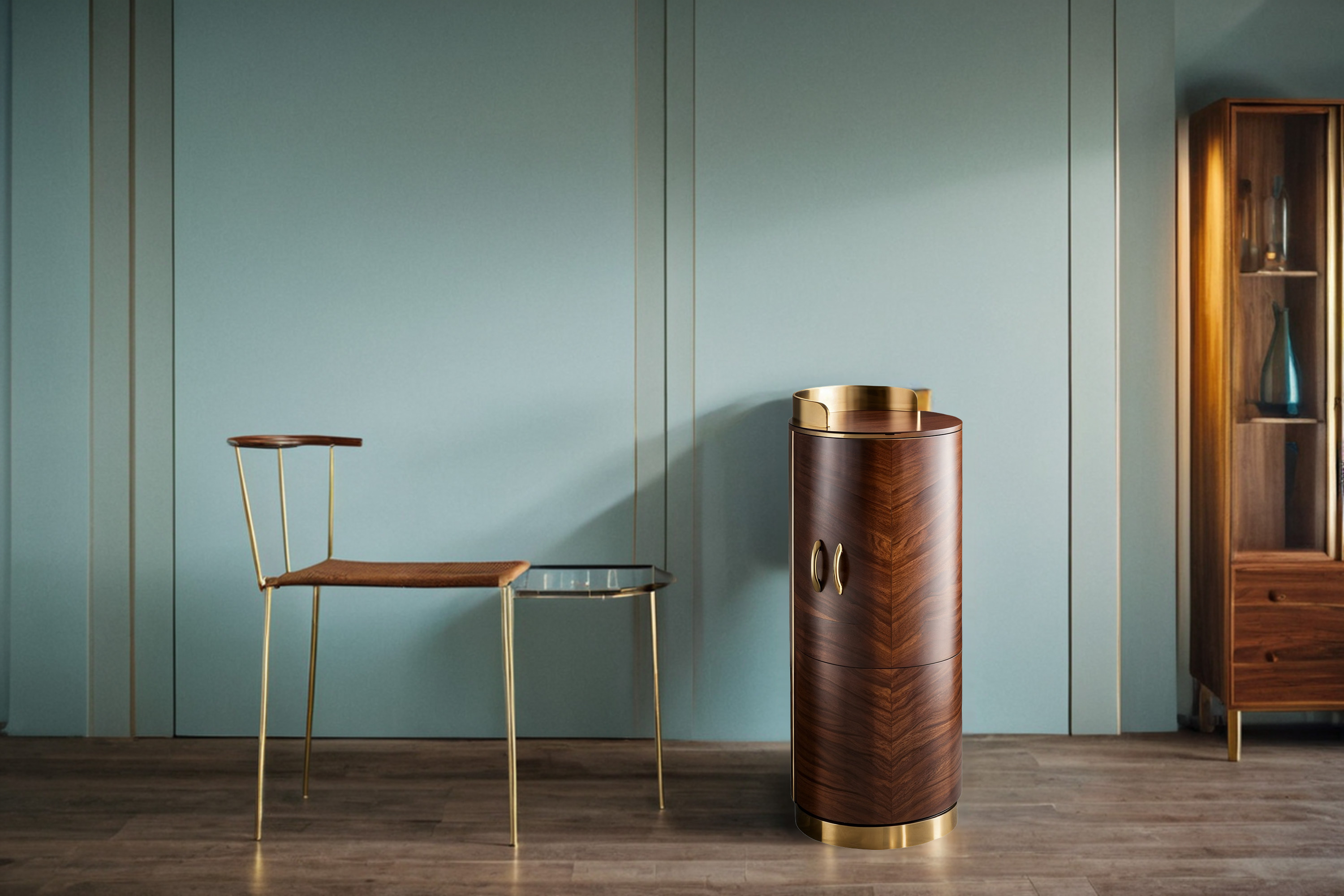 Exquisiter Art-Déco-Barschrank aus Walnussholz