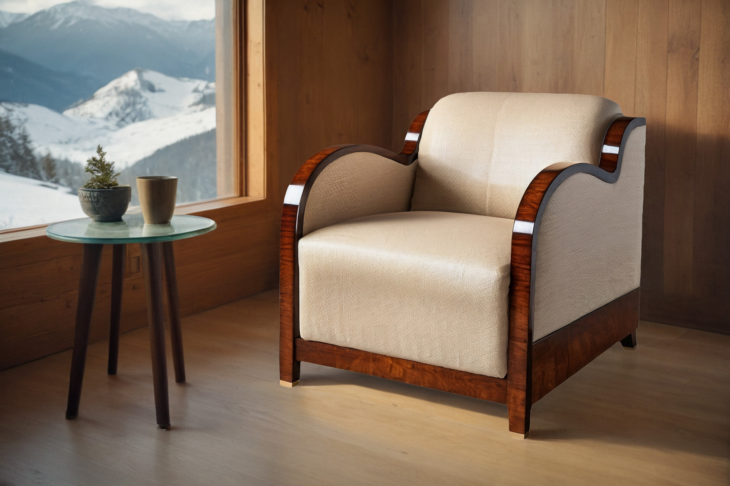 Faszinierender Art-Déco-Sessel mit Mahagoni-Furnier