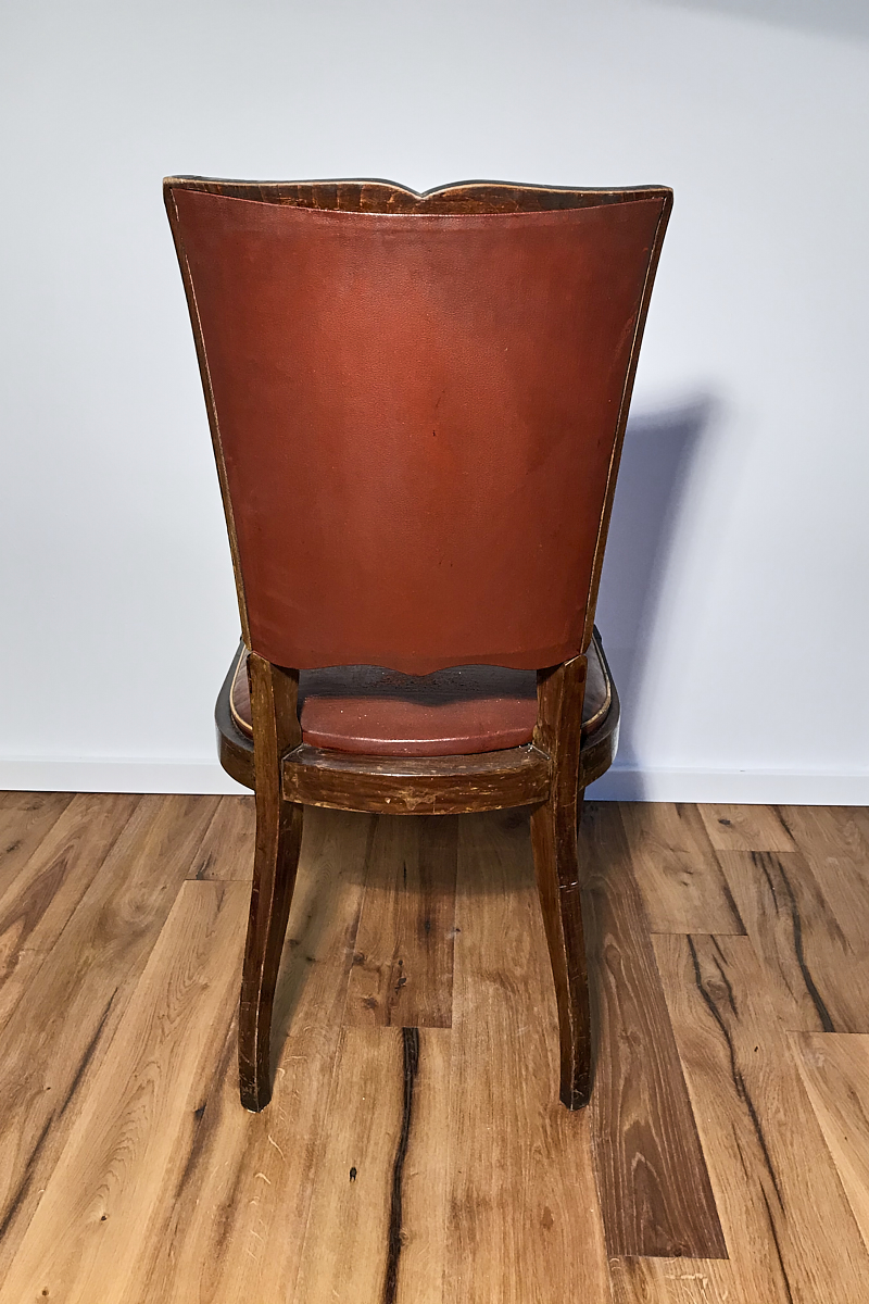 Art Deco Stühle mit rotem Leder aus Frankreich um 1930