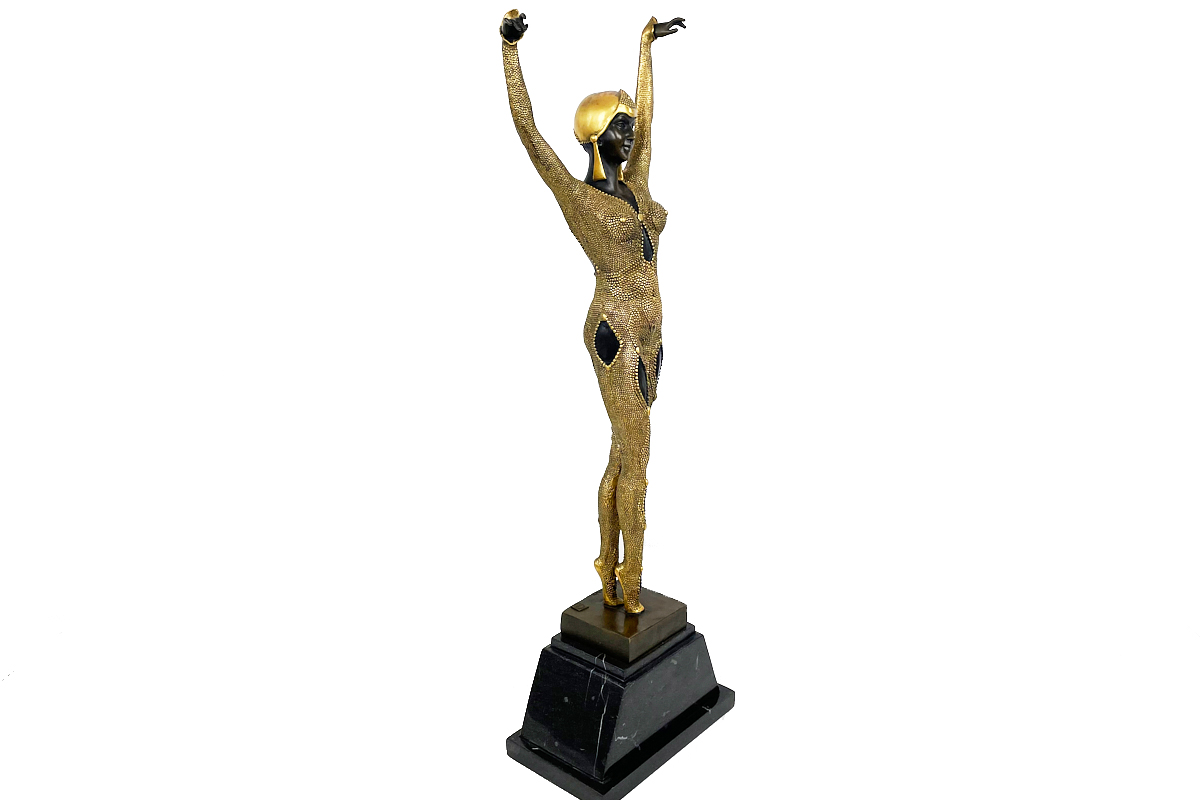 Goldene Bronze Skulptur, Dancer "Dourga" by D.H. Chiparus