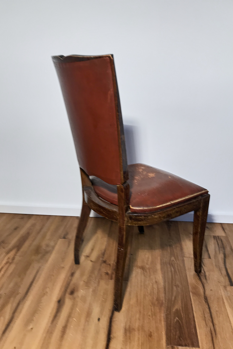 Art Deco Stühle mit rotem Leder aus Frankreich um 1930