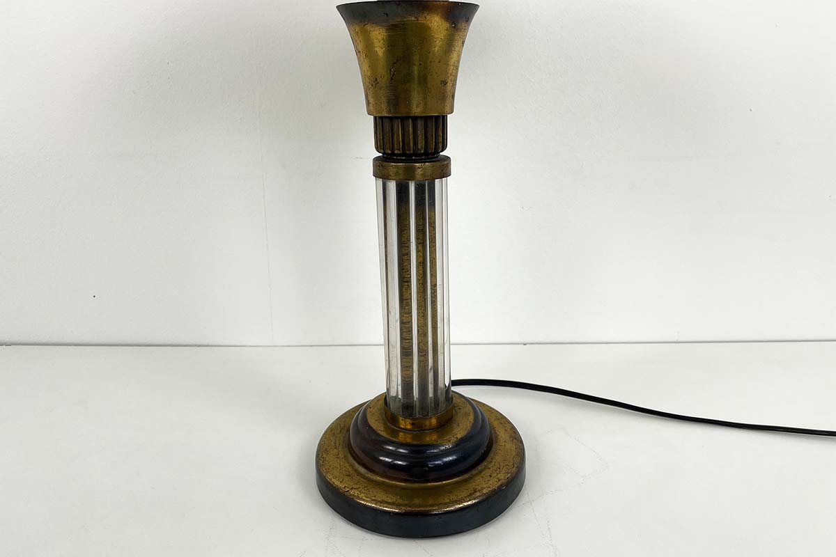 Art Deco Tischlampe aus Messing mit Glasstäben