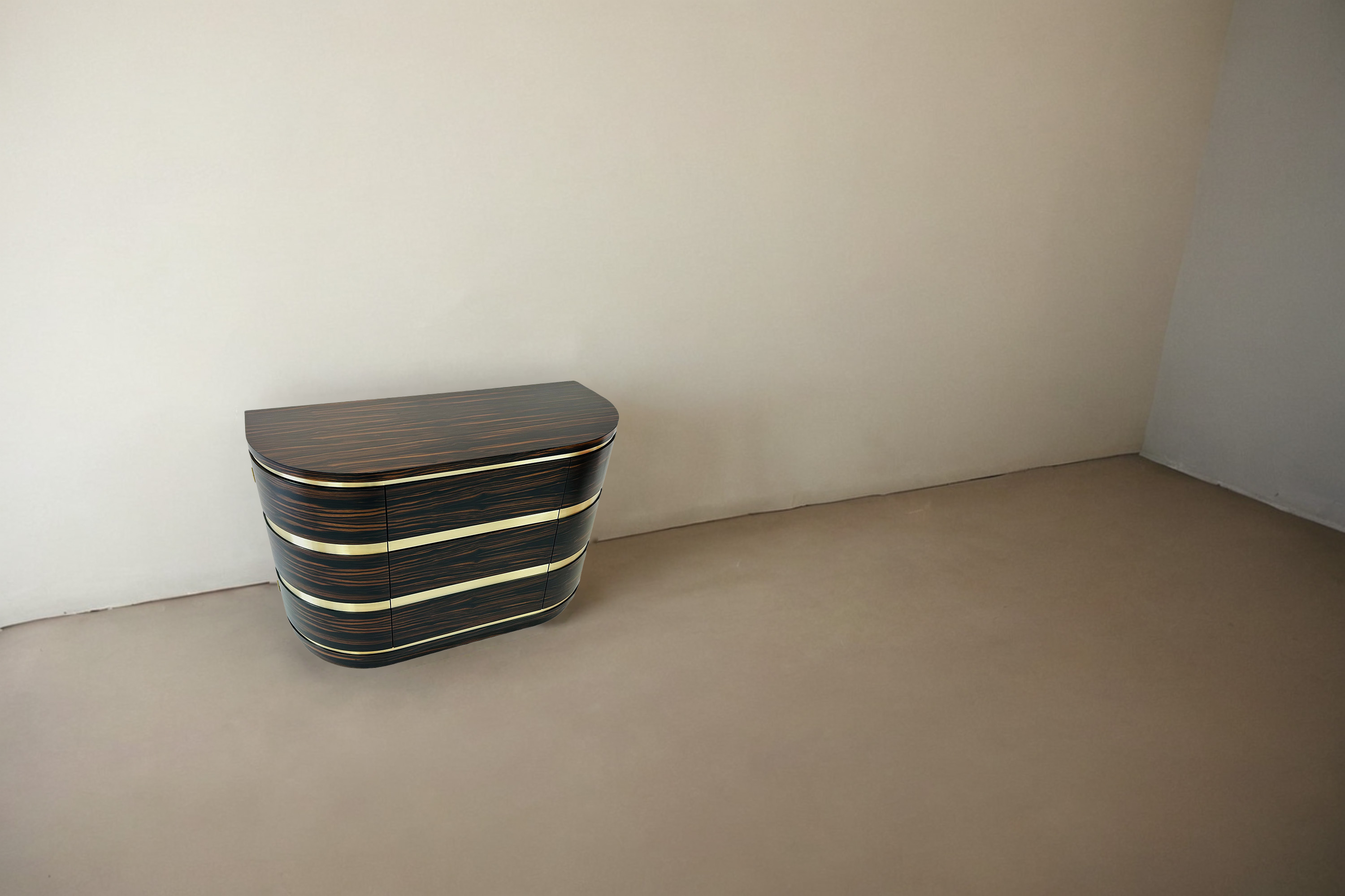 Einzigartige Art-Déco-Kommode mit Messingbeschlägen